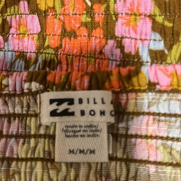 Billabong Square Neck Balloon Sleeves Ruched Back Floral Mini Dress - Picture 15 of 15